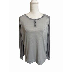 Lululemon Women's 12 Runamuck Henley Long Sleeve Heathered Grey Stripe